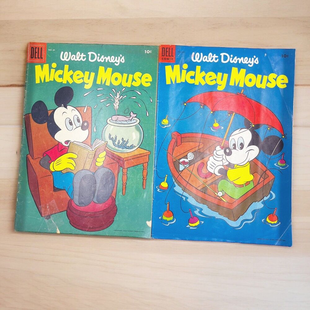 VTG Walt Disney Mickey Mouse 1955 & 1956 Comics (2) Retro Collectors